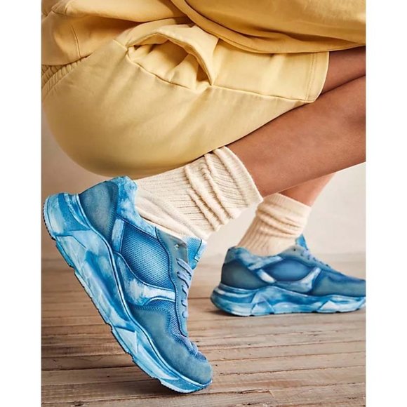 Free People Shoes - 🎉LAST CHANCE🎉 FREE PEOPLE Let's Wander Washed Sneakers / Boardwalk Blue